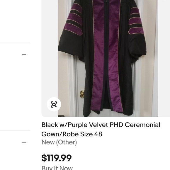 PHD Doctoral Gown graduation, purple black, NWOT, size 51” - Picture 2 of 14